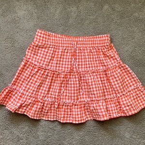 Shein orange checkered skirt